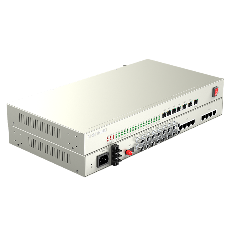 D8E32P21 綜合業務電話光端機 PCM語音光端機8路E1+32路電話+4路千兆隔離網絡 80KM FC單纖桌面式 一對